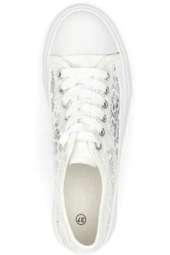Sneakers bianche in pizzo con suola platform Energy E111