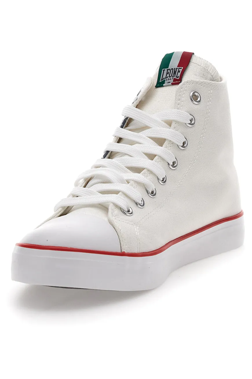 Sneakers Bianche In Tela Leone 40