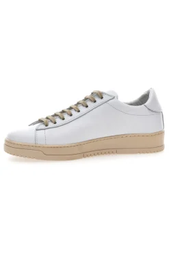 Sneakers bianche in vera pelle con inserti beige PTR 3000