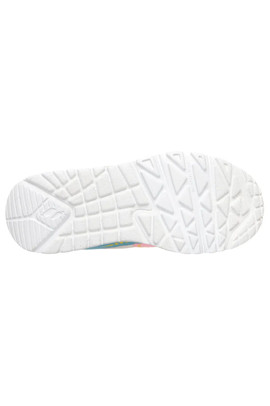 Sneakers bianche multicolor chiusura a strappo Skechers Uno Lite Vista Strike