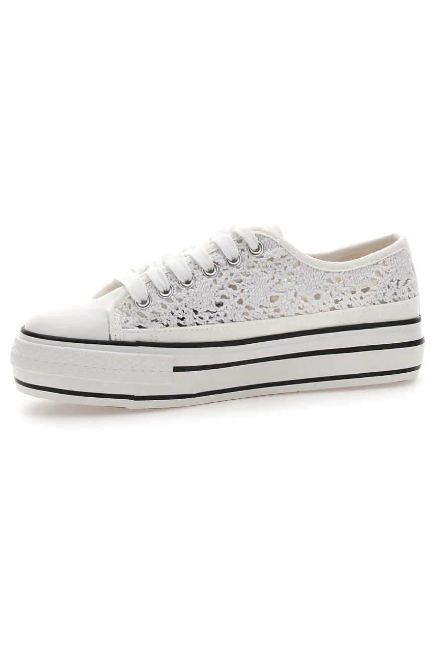 Sneakers bianche platform con dettagli a contrasto Energy E108