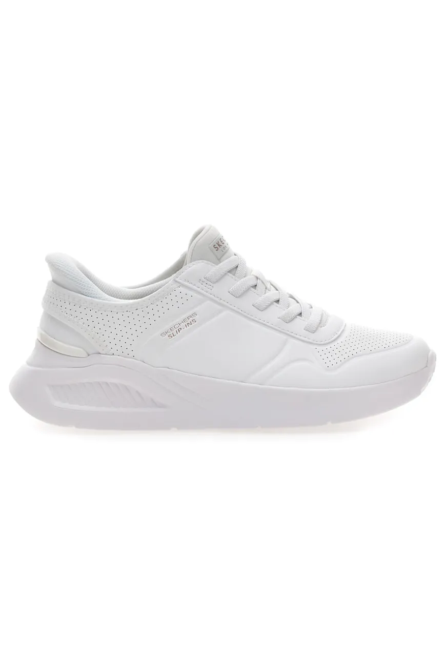 Sneakers bianche slip-ins con platform e memory foam Skechers Uno Lite Floating Steps