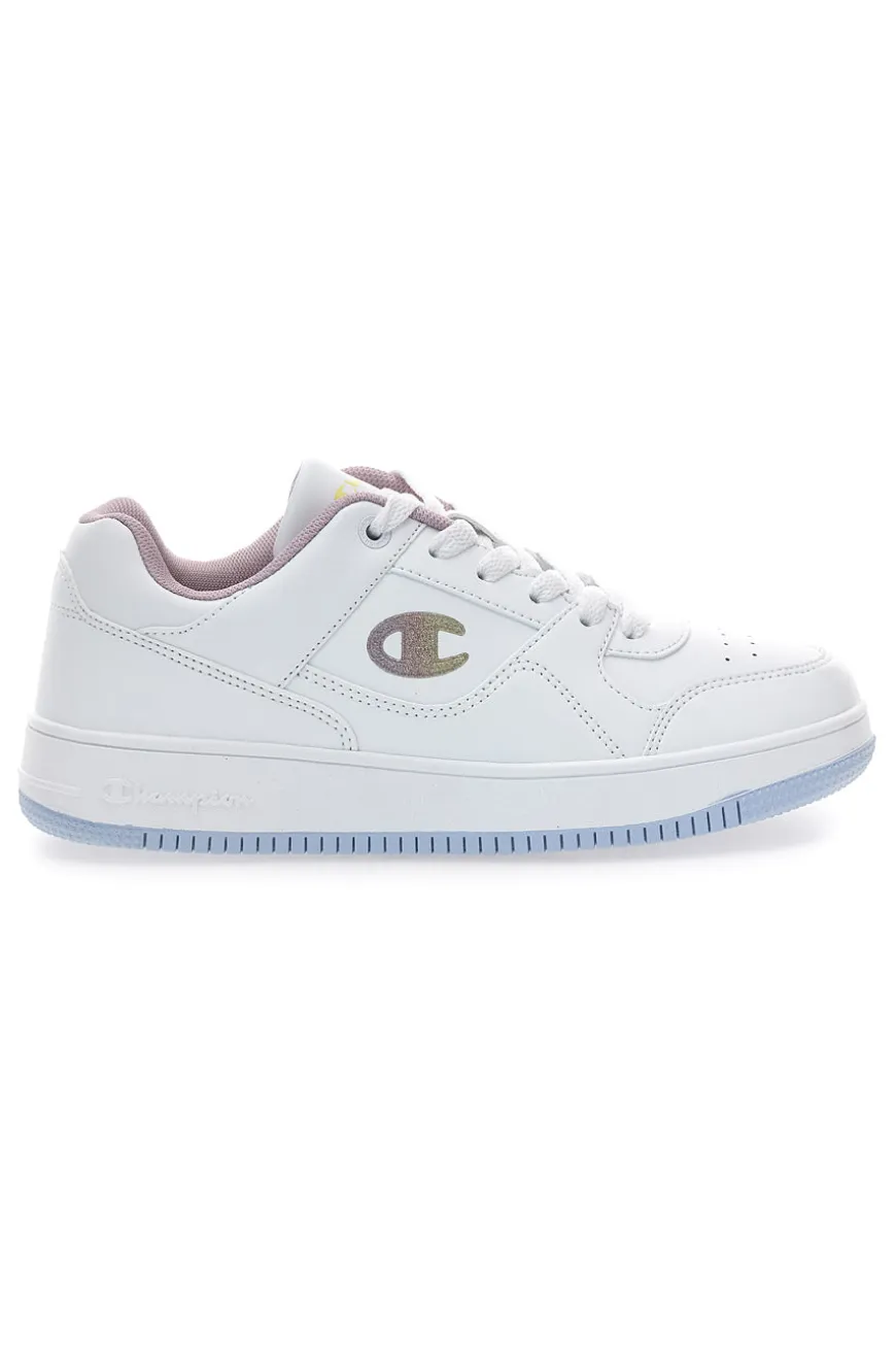 Sneakers bianche stile basket con suola trasparente Champion RD18 Low G GS
