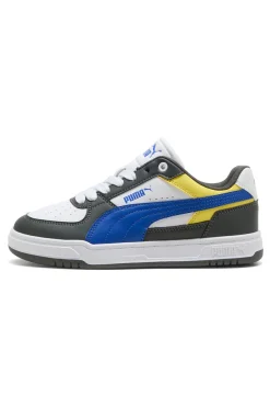 Sneakers bianche verdi blu e gialle stile court Puma Caven III Block Jr