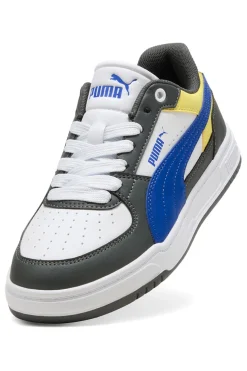 Sneakers bianche verdi blu e gialle stile court Puma Caven III Block Jr