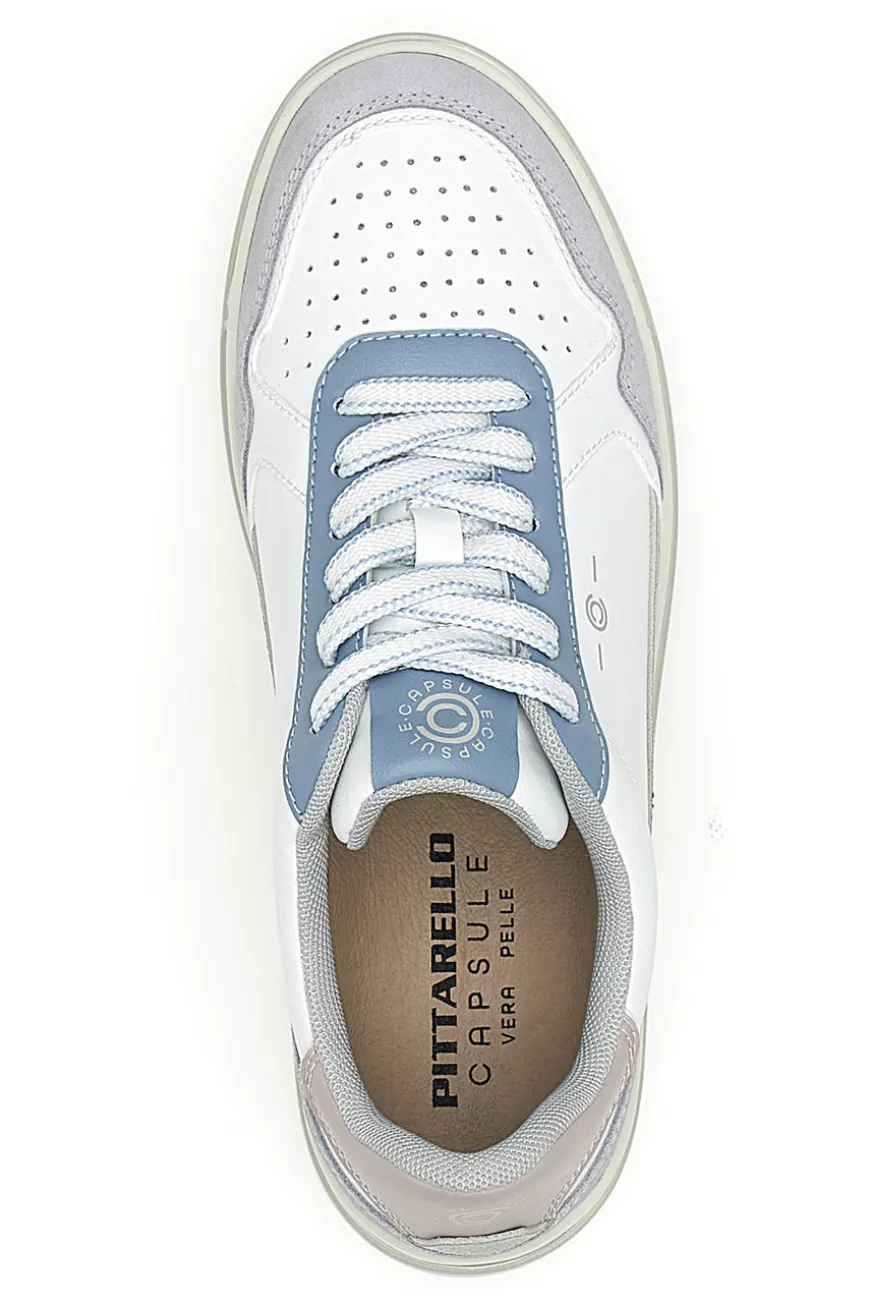 Sneakers Bianco e Azzurro platform in pelle Pittarello capsule Casey