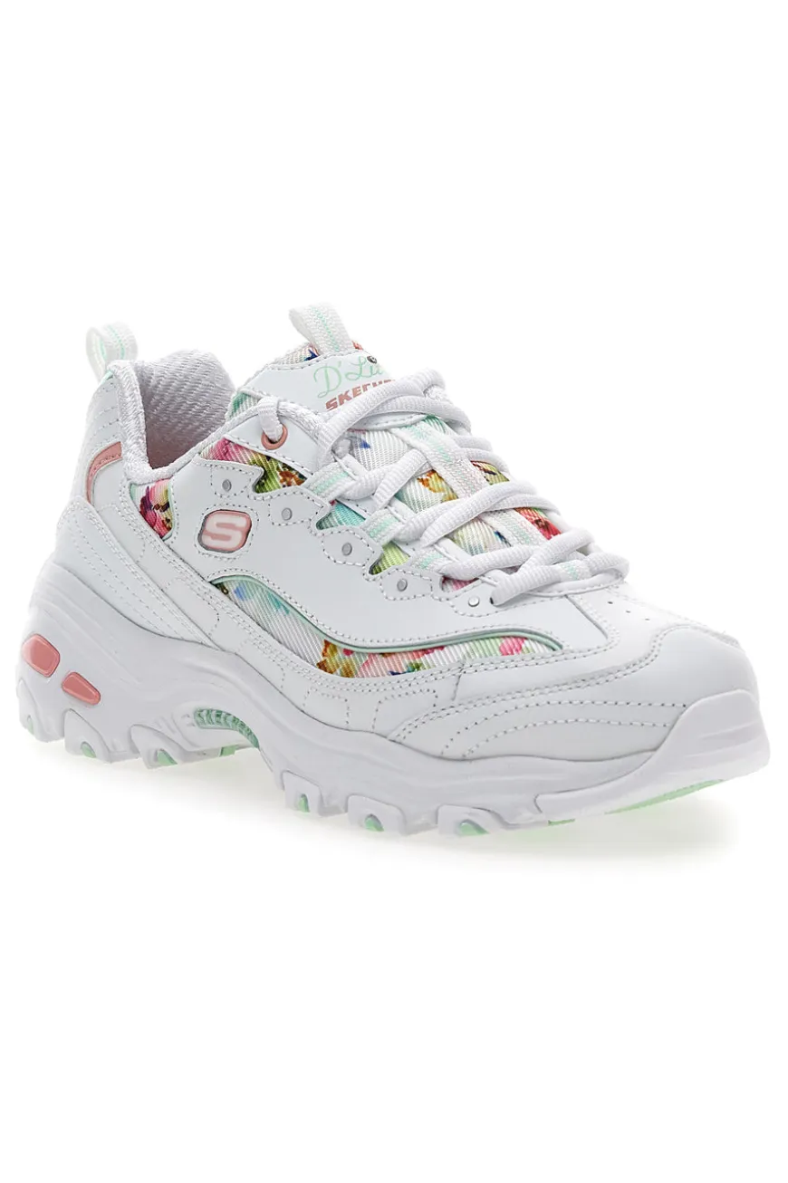 Sneakers bianco multicolor Memory Foam Skechers D'lites Blooming Fields