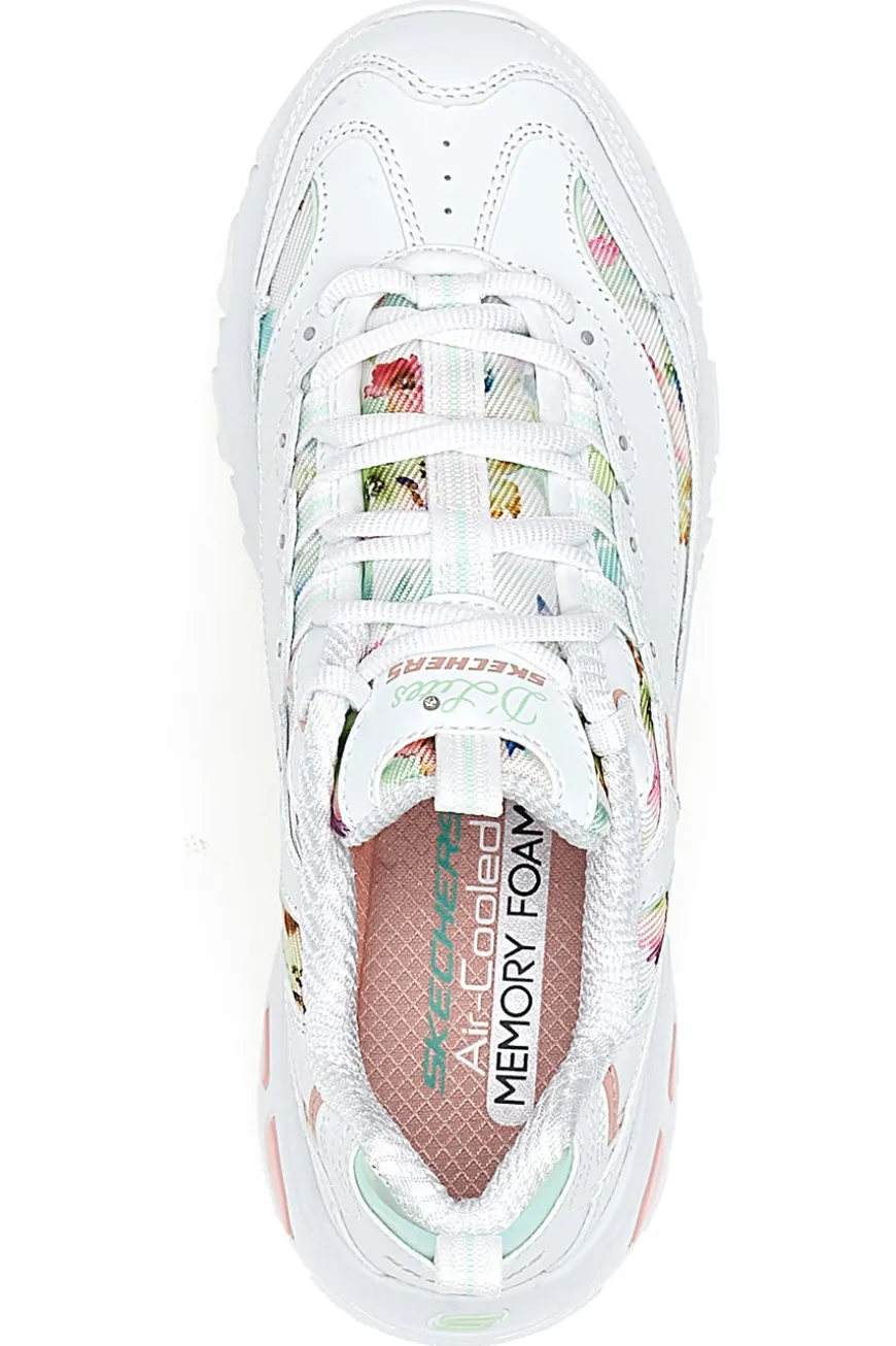 Sneakers bianco multicolor Memory Foam Skechers D'lites Blooming Fields