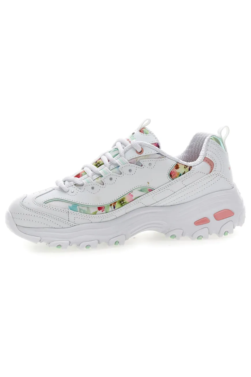 Sneakers bianco multicolor Memory Foam Skechers D'lites Blooming Fields