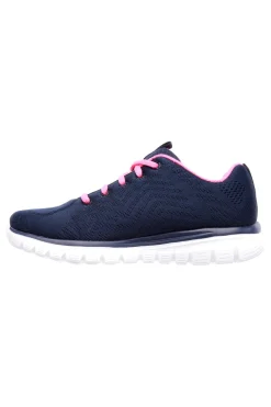 Sneakers blu con dettagli rosa in mesh e Memory Foam Skechers Graceful Get Connected
