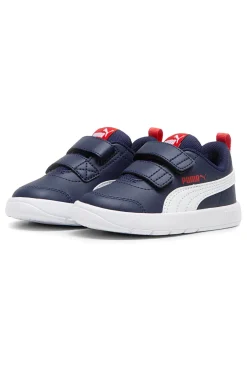 Sneakers blu con doppio strappo e dettagli bianchi Puma Courtflex V3 V Inf