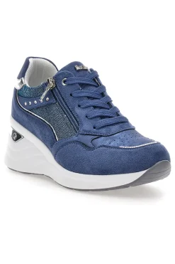 Sneakers blu con zip e dettagli metallizzati Inblu 488IN