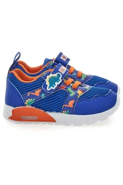 Sneakers blu e arancioni fantasia dinosauri primi passi Pitt kids PK2380A