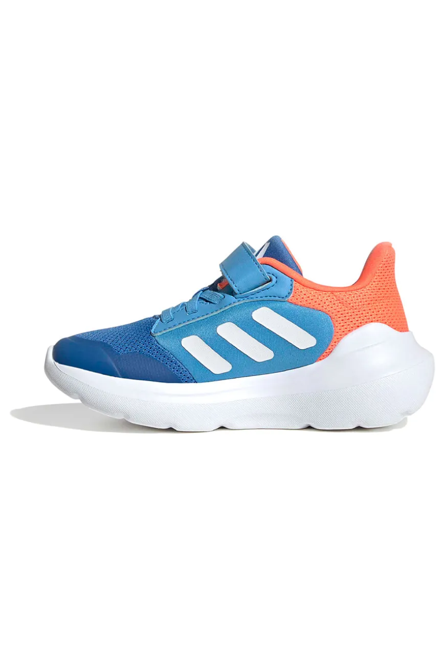 Sneakers blu e arancioni traspiranti con strappo Adidas Tensaur Run 3.0 EL C