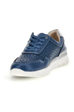 Sneakers blu traforate con arch support in vera pelle Prima riga 182082