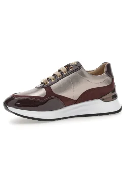 Sneakers bordeaux e beige con zip e dettagli verniciati Mariella Burani 51742C1149
