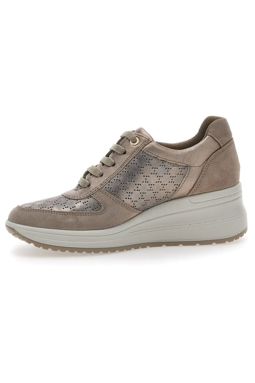 Sneakers Bronzo In Pelle Con Zeppa Imac 555740