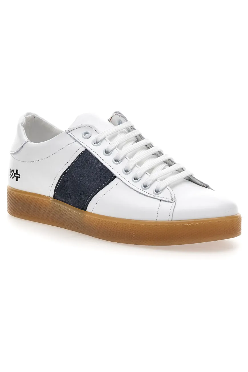 Sneakers da uomo bianco in pelle con suola gum Ptr 3000
