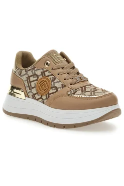 Sneakers Flatform Marroni con Logo e Dettagli Dorati Laura Biagiotti 8917