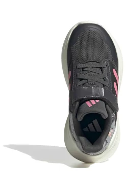 Sneakers grigie con dettagli rosa e chiusura a strappo Adidas Tensaur Run 3.0 El C