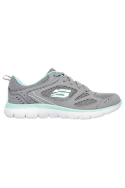Sneakers grigie e verde acqua in pelle e mesh con Memory Foam Skechers Summits Suited