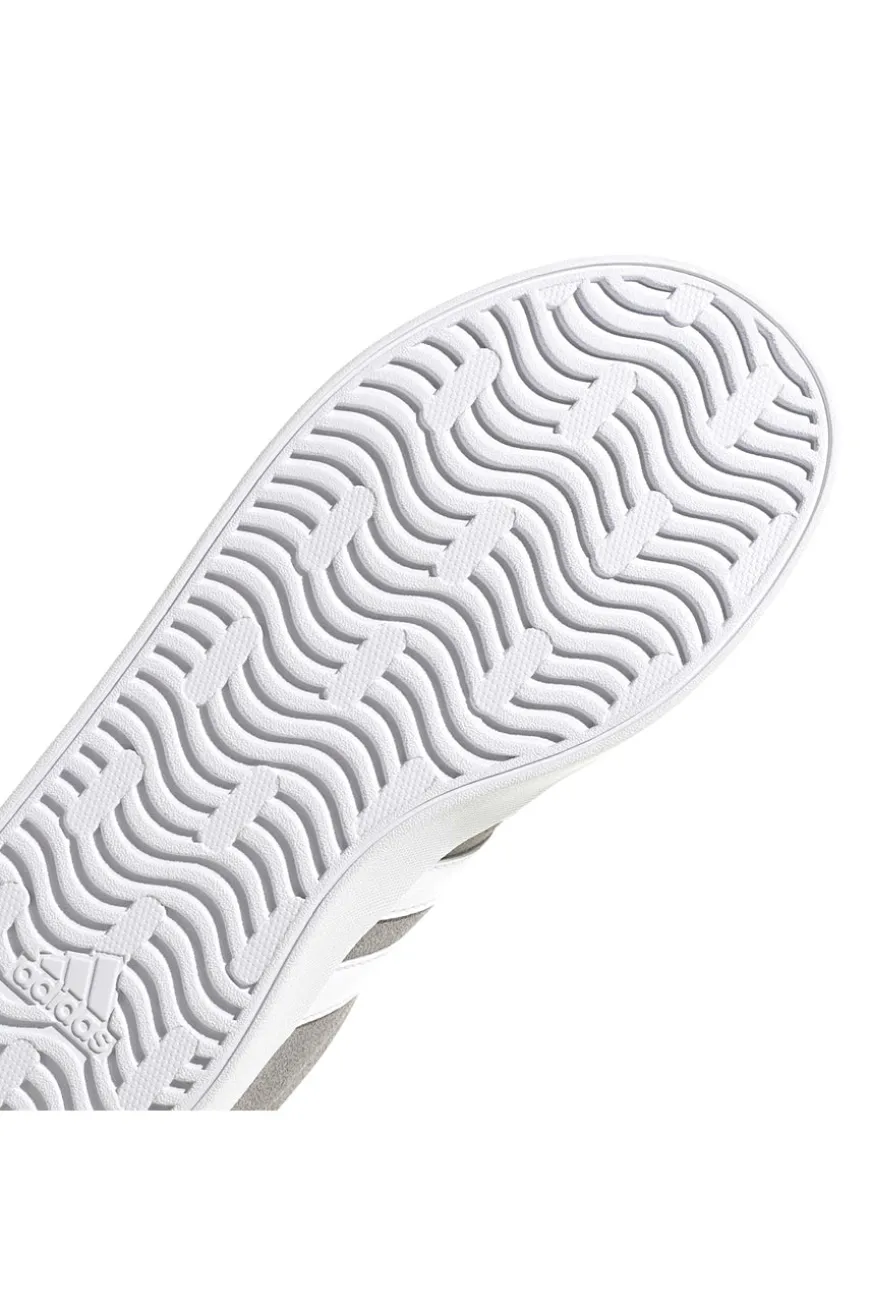 Sneakers grigie in suede con 3 strisce bianche Adidas VL Court 3.0 K