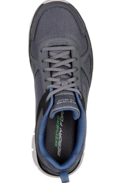 Sneakers grigio e blu in pelle e mesh con Memory Foam Skechers Track Scloric