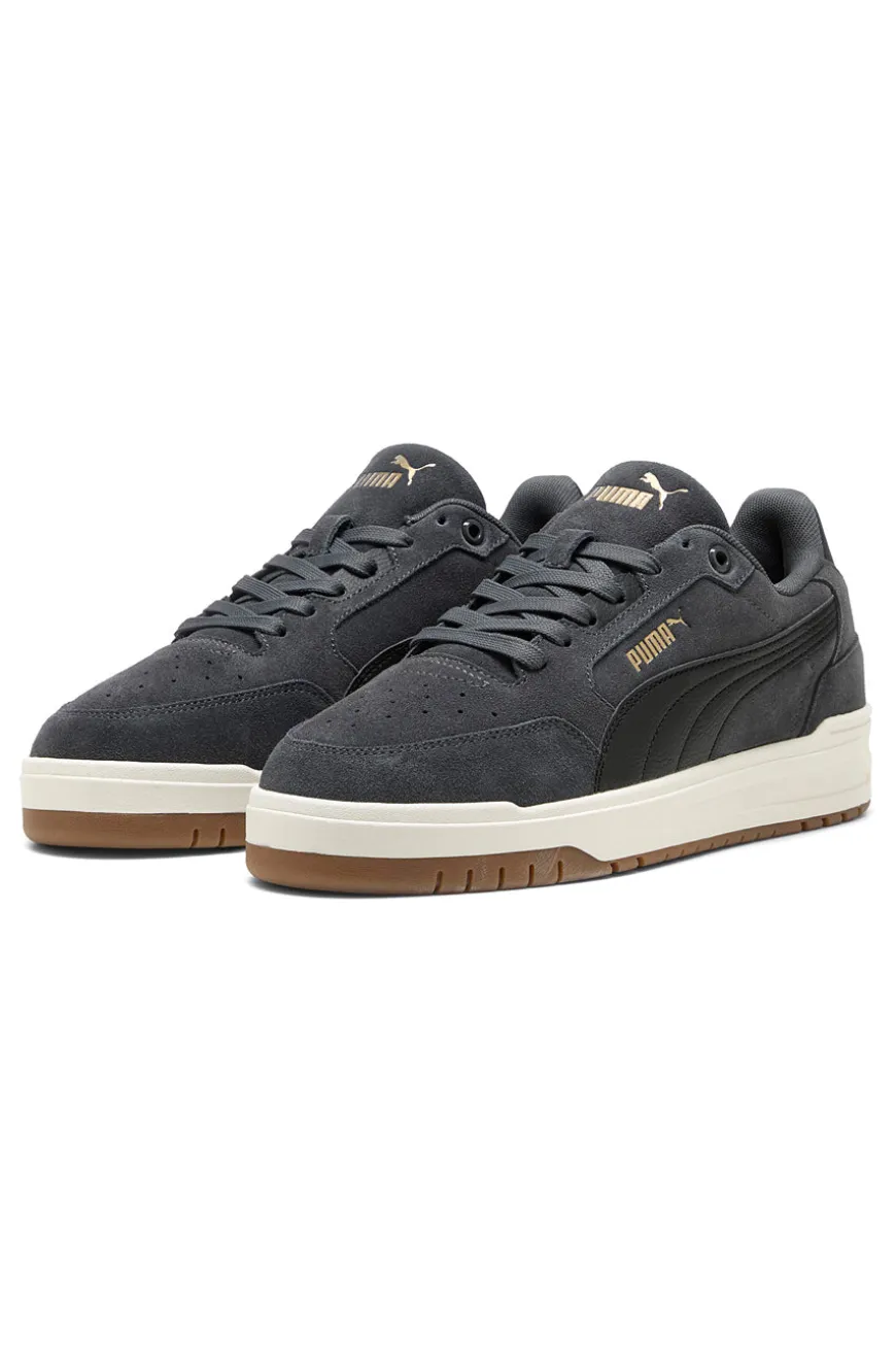 Sneakers grigio scuro in tessuto scamosciato con suola beige Puma Shuffle Downtown SD