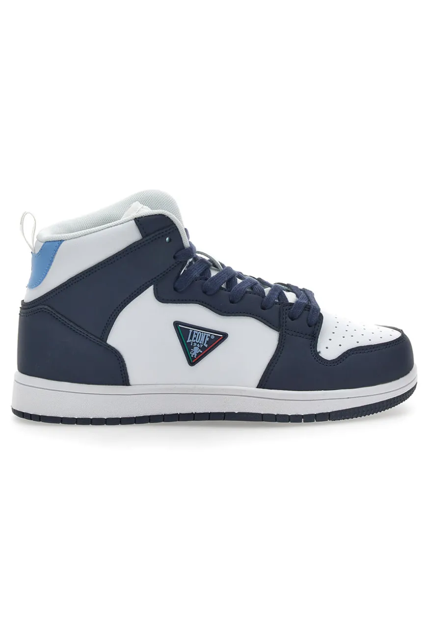 Sneakers Mid-Cut Bianche e Blu Leone 37