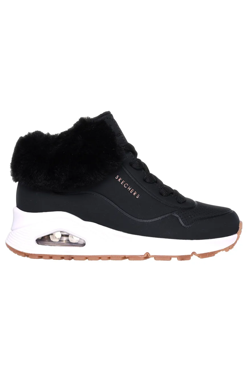 Sneakers Mid-Cut Nere Con Pelo Skechers Uno Fall Air
