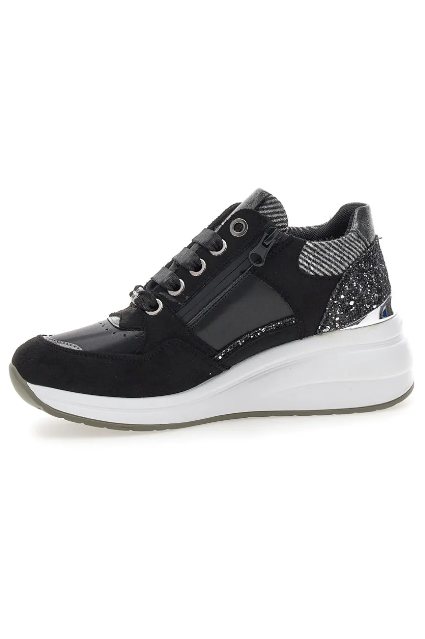 Sneakers nere con glitter e zip laterale Mariella Burani 51751C1120