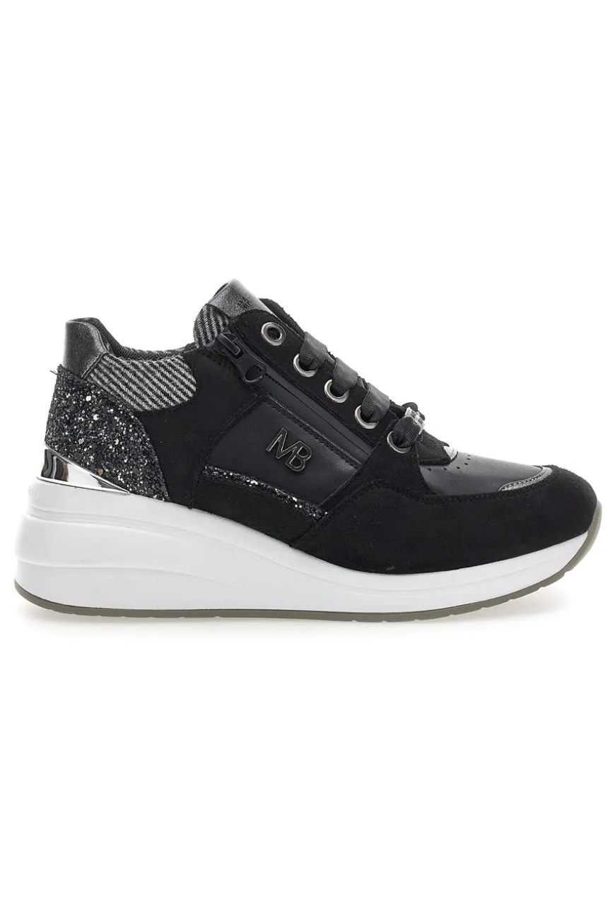 Sneakers nere con glitter e zip laterale Mariella Burani 51751C1120