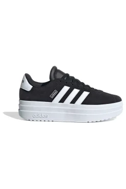 Sneakers nere in suede platform con strisce bianche Adidas VL Court Bold J