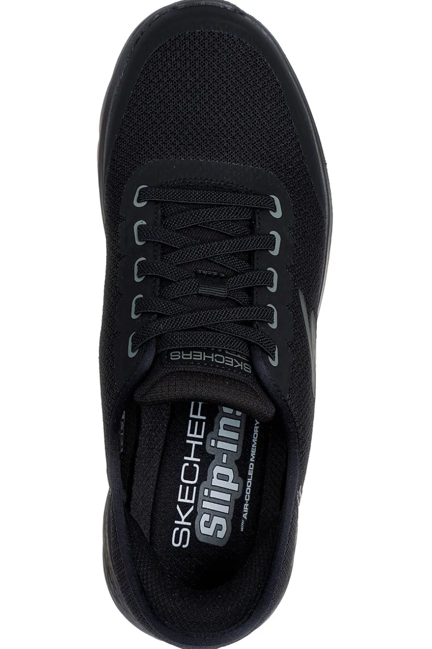Sneakers nere slip-on in mesh con Air Cooled Memory Foam Skechers Go Walk Flex Netro