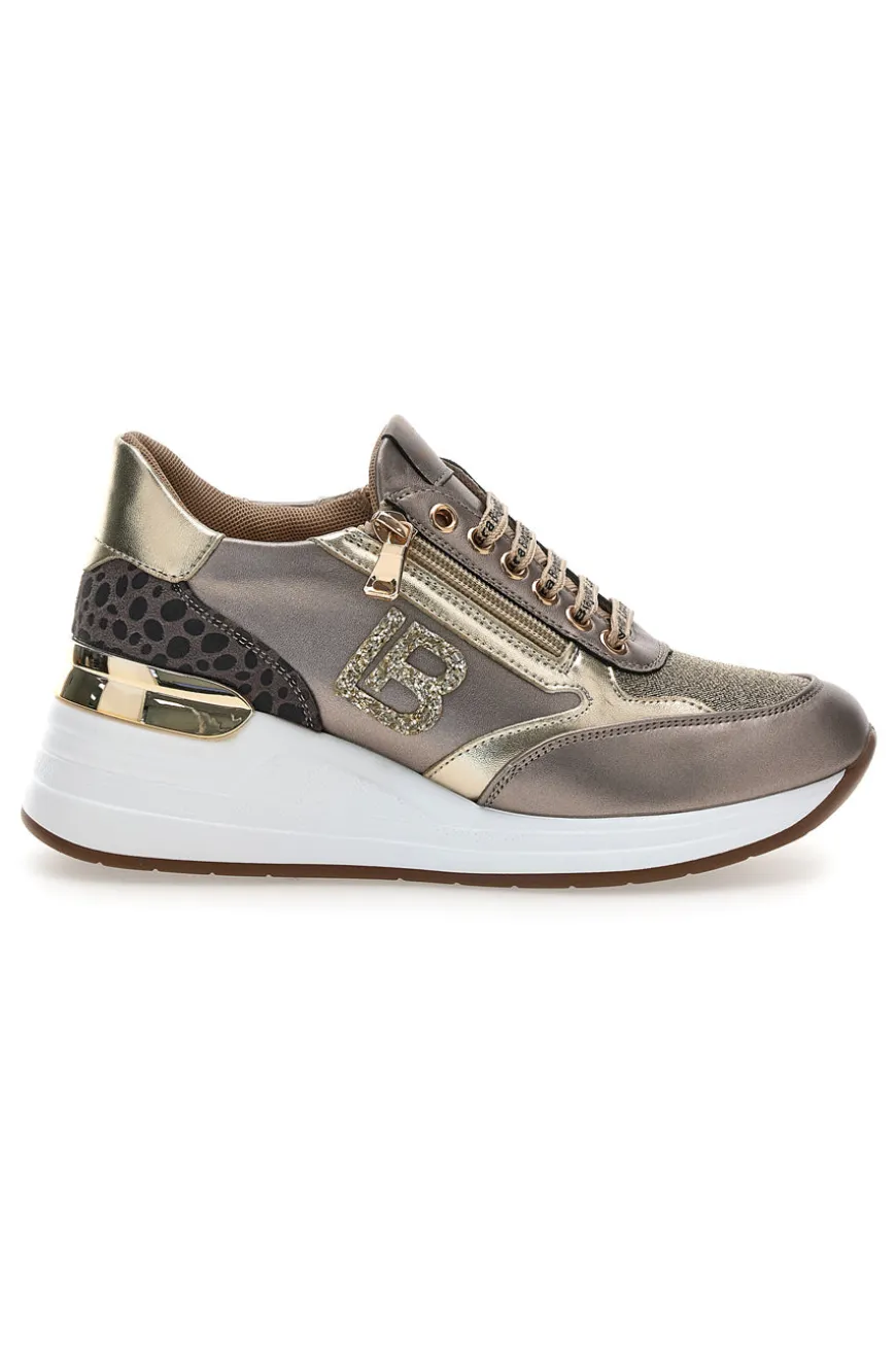 Sneakers oro e bronzo con logo glitter Laura Biagiotti L97609515