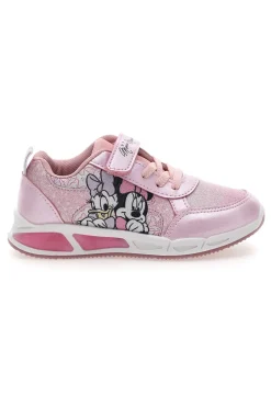 Sneakers Rosa con Velcro e Brillantini e Luci nella Suola MINNIE D3010663T