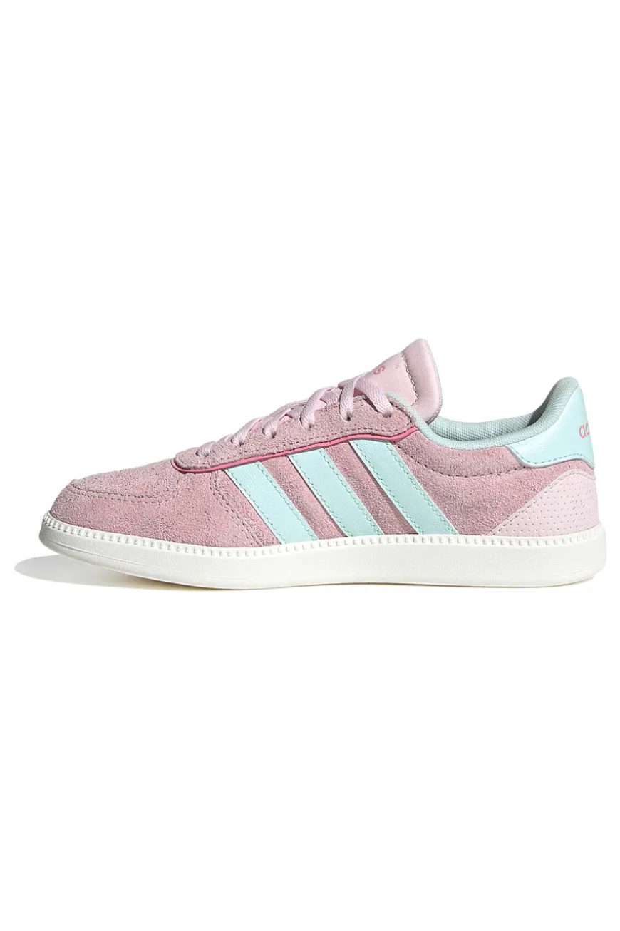 Sneakers rosa in suede con strisce azzurre e suola preformata Adidas Breaknet Sleek J