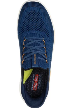 Sneakers slip ins blu in knit Skechers Slade quinto