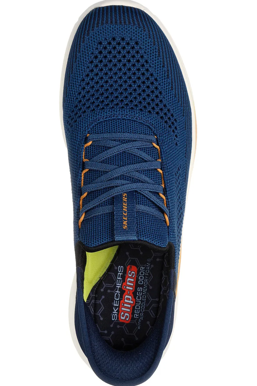 Sneakers slip ins blu in knit Skechers Slade quinto