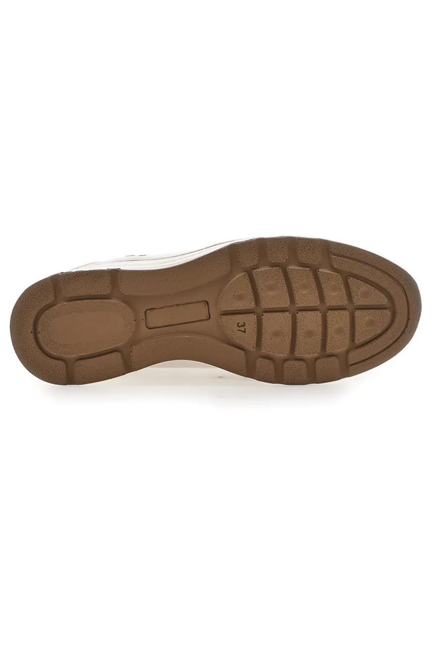Sneakers slip on Beige Bianco in pelle Prima riga 24564GLAM
