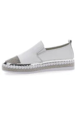Sneakers Slip-On Bianche con Strass Cafè Cost 23015
