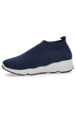 Sneakers Slip On Blu con Strass Me & Me 090264