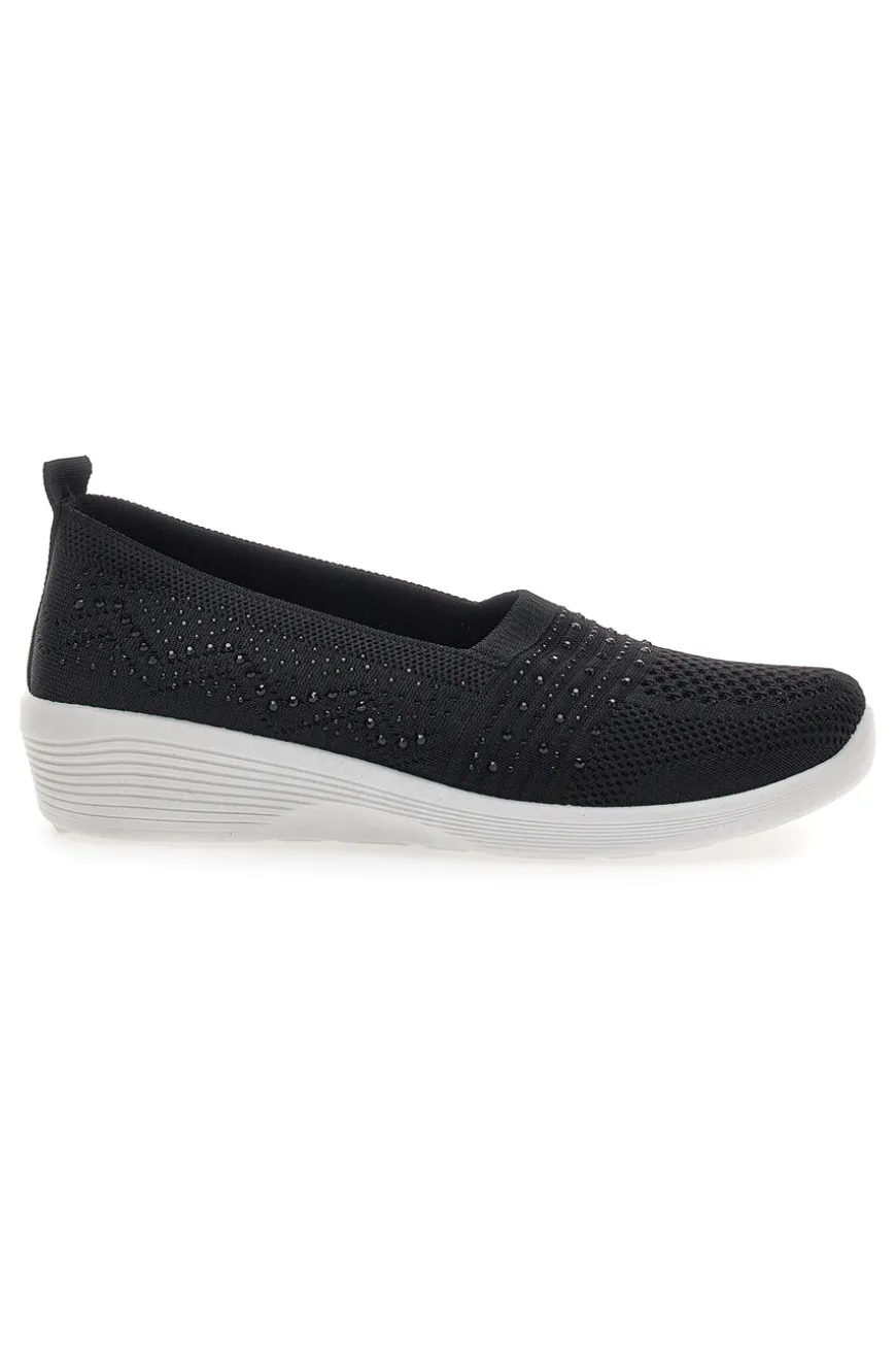 Sneakers Slip On Nere con Strass Me & Me 090246