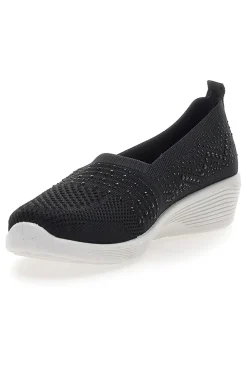 Sneakers Slip On Nere con Strass Me & Me 090246
