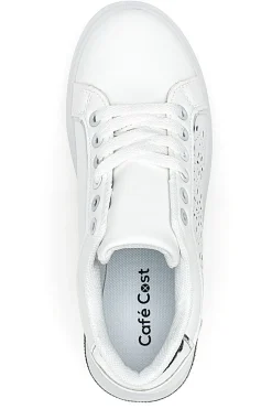 Sneakers traforate bianche con dettaglio argento CAFE' COST BK2440