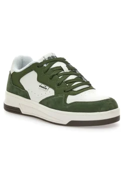 Sneakers verde e bianco in pelle Diadora 182198 70224