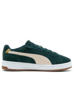 Sneakers verde scuro in pelle scamosciata con dettagli beige Puma Court Classico SD