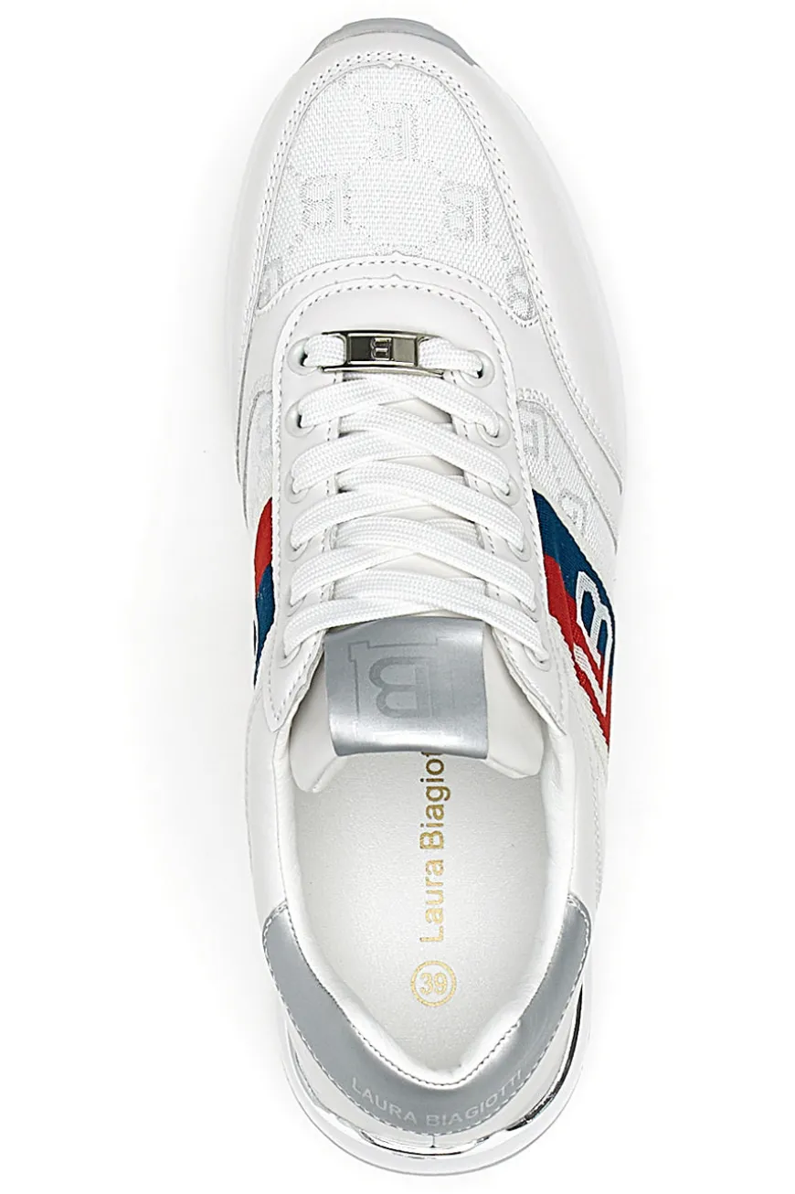 Sneakers white/silver con zeppa Laura biagiotti 8408