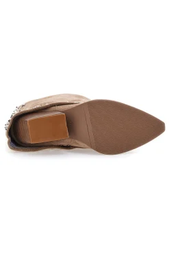 Stivaletti Beige Texani con Borchie Decorative THE FIRST 504