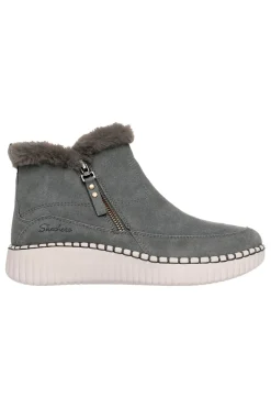 Stivaletti grigi in suede con pelliccia e Memory Foam Skechers Wilshire Blvd Fresh Zip
